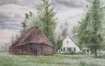 Johan BRIEDE [hollandais] (1885-1969)
Paysage aux maisons, 1919. 
Aquarelle signée et...