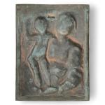 PLAQUE en bronze figurant la Vierge à l'enfant
20.5 x 16...